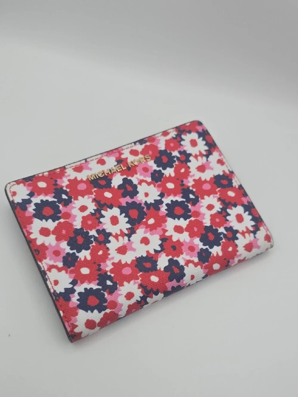 Michael Kors Floral Zip Wallet in Red, Pink, Navy & White